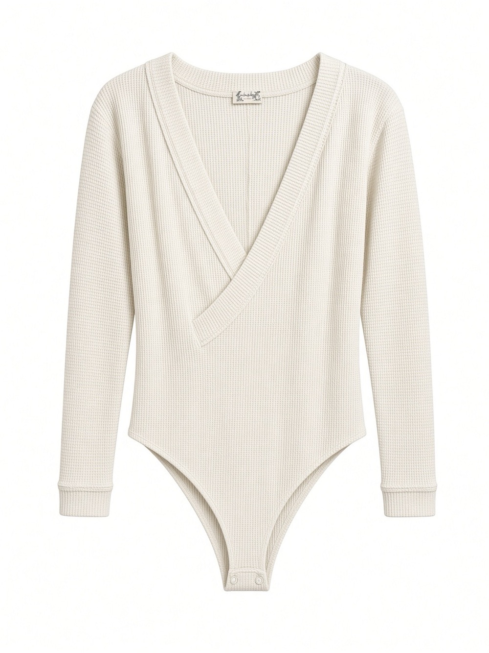 Free People Off-White Cream Ribbed Wrap Bodysuit Medium